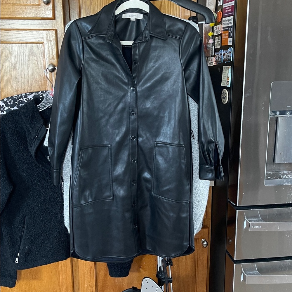 Loft Versa Faux Leather Trench Coat Size 2 Petite